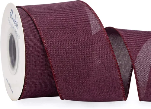 Miniatura 5 de Ribbli - Cinta de lino negro con alambre, 1-1/2 pulgadas x 10 yardas, cinta de arpillera con alambre para coronas, lazos grandes, envolver regalos