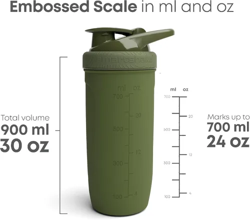 Miniatura 6 de Smartshake Reforce - Botella mezcladora de proteínas de acero inoxidable, sin aislamiento, unisex, para gimnasio, botellas agitadoras de metal, 30.4