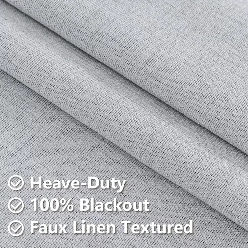 Miniatura 4 de Cortinas 100% opacas para sala de estar, juego de 2 paneles de 96 pulgadas, bloqueo de luz, pestaña trasera y bolsillo para barra, cortinas