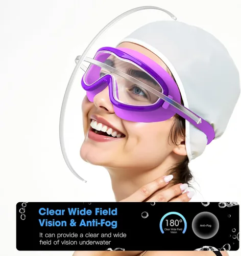 Miniatura 2 de Gafas de natación para adultos, paquete de 2 gafas de natación con visión amplia para hombres, mujeres, jóvenes, adolescentes, gafas de natación