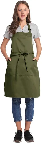 Miniatura 4 de BIGHAS - Delantal ajustable con babero y lazos largos, disponible en 18 colores, ideal para chefs, cocina, hogar, restaurante, mujeres, hombres