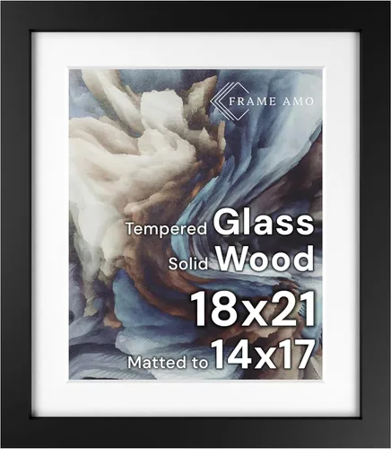 Miniatura 130 de Frame Amo Marco de póster de madera maciza de 13 x 19 pulgadas, color natural, tapete blanco para imagen de 11 x 17 pulgadas, parte frontal