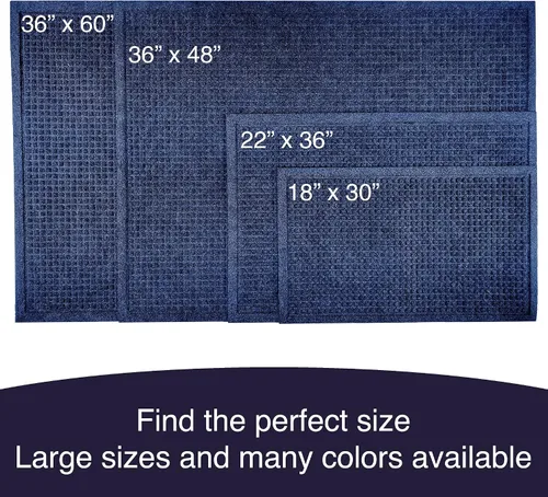 Miniatura 3 de Ecomills Tapete de goma para atrapador de agua, 18 x 30 pulgadas, azul, tapete de entrada absorbente para barro, lluvia, nieve, interior y exterior
