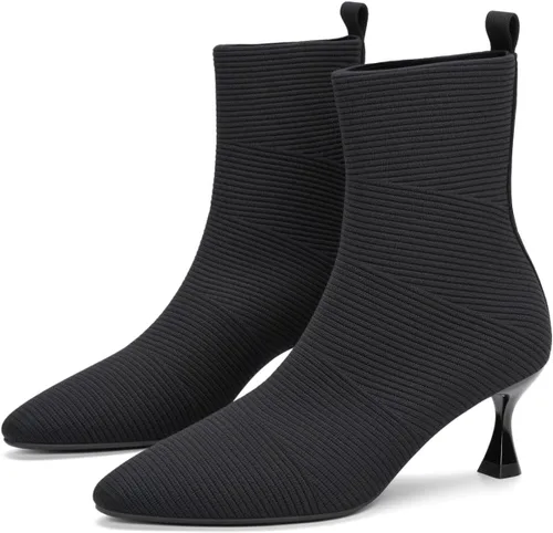 Miniatura 10 de Women's Ankle Boots Comfortable Pointed Toe Breathable Sock Knit Low Heel Fall Work Office Booties