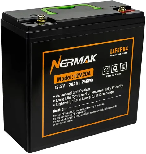 Miniatura 11 de NERMAK Batería de ciclo profundo LiFePO4 de litio de 12V 16Ah, más de 2000 ciclos, batería recargable de fosfato de hierro y litio para energía