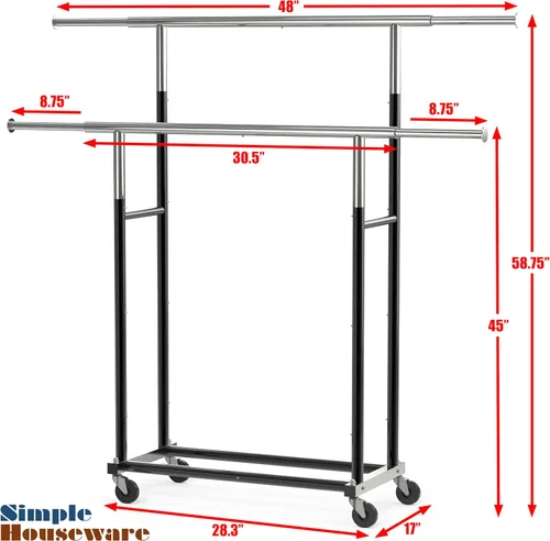 Miniatura 6 de Simple Houseware Perchero estándar de doble barra, negro