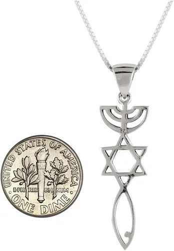 Miniatura 5 de Colgante de sello mesiánico de plata de ley, joyería religiosa espiritual, collar injertado con cadena