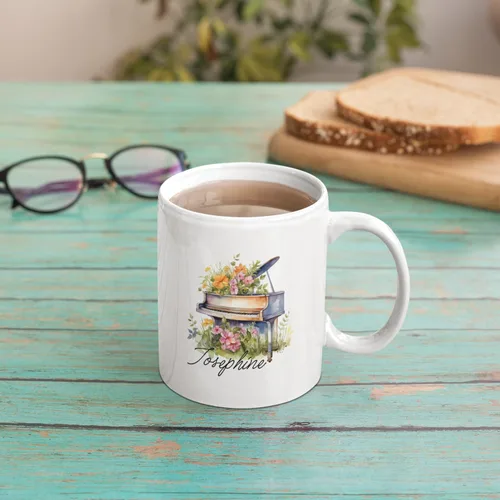 Miniatura 4 de Taza personalizada para músico 2023, taza de piano personalizada con nombre, taza de café de músico de arte 2023, taza de cerámica de piano