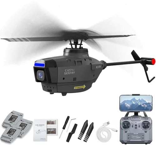 Miniatura 11 de RC ERA C127AI Helicóptero RC para Adultos, Hormiga Negra de 4 Canales con Motores Sin Escobillas de Control Remoto, Vehículo Aéreo No Tripulado
