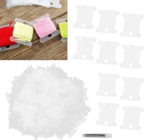 Miniatura 3 de Zerodis 300 tarjetas de hilo dental, placa de bobinado de costura de plástico transparente, soporte de hilo de punto de cruz, herramienta