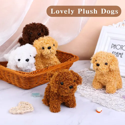 Miniatura 4 de Elcoho 16 perros de peluche de 4 pulgadas con llavero, lindo animal de peluche, juguetes suaves, recuerdos de fiesta para bolsa de regalos, regalos