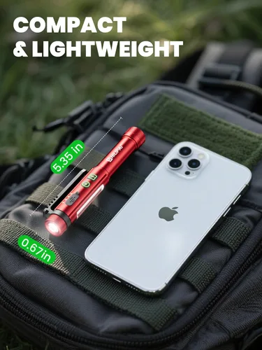 Miniatura 6 de Linterna, luz de trabajo recargable de 600 lúmenes, luz LED COB con clip magnético, linterna de bolsillo de 8 modos para enfermera, emergencia, EDC