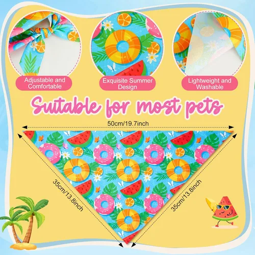Miniatura 3 de Sweetude 50 Pcs Dog Bandanas Bulk for Summer Hawaii Puppy Bandanas Adjustable Triangle Scarf Set Holiday for Small Medium Large Pet Costume