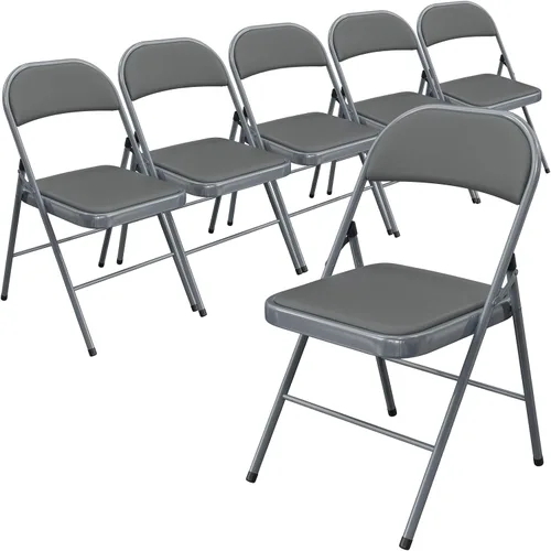Miniatura 22 de Bonnlo Silla Plegable con Cómodo Cojín Acolchado y Respaldo, Sillas Plegables Portátiles para Exterior, Eventos de Oficina, Bodas, Cuero Pu, 4 Negras