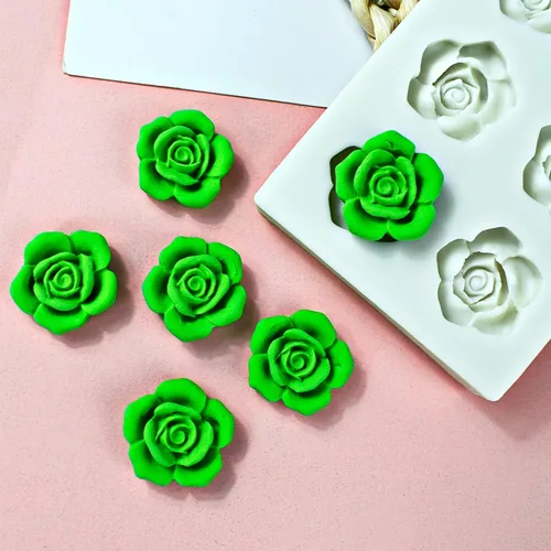 Miniatura 5 de Molde de silicona de flor de rosa de 6 cavidades, molde de chocolate para fondant, modelo de resina de arcilla, herramienta de decoración