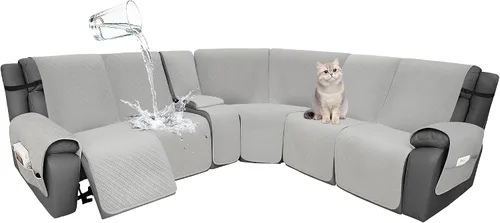 Miniatura 103 de Fundas de terciopelo 10% impermeables para sofá modular reclinable en forma de L, 1 pieza, fundas acolchadas para sofá reclinable esquinero, juego