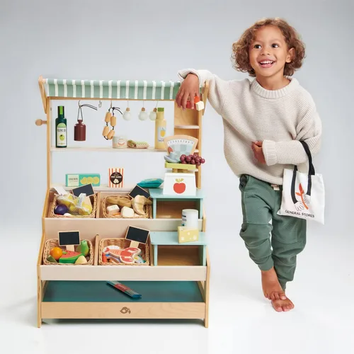 Miniatura 4 de Tender Leaf Toys - General Stores - Juego de juguetes para niños - Hermoso puesto de mercado con estantes juego de simulación para niños mayores