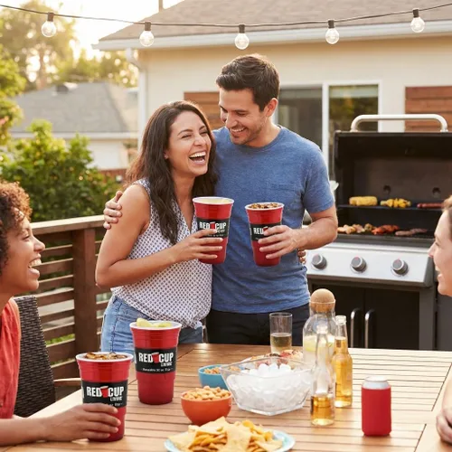 Miniatura 9 de Vasos de 32 onzas Taza roja reutilizable para fiesta, vaso y vaso Vasos de fiesta ideales para niños y adultos Suministros reutilizables