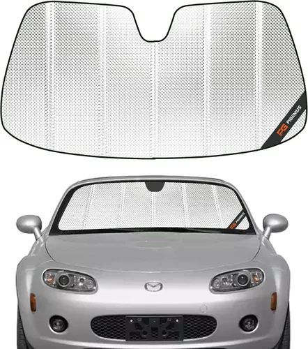 Miniatura 7 de Pigenius Parasol de parabrisas para Mazda MX-5 Miata 2006-2015, acabado plateado metálico