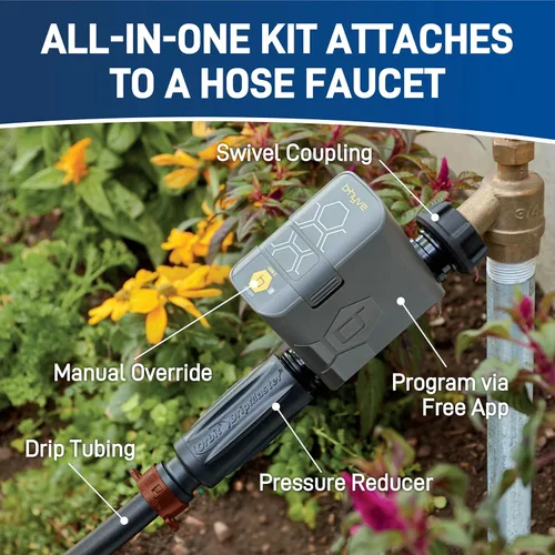 Miniatura 5 de Orbit 69600 - Kit de riego por goteo para arbustos y macizos de flores con temporizador inteligente de riego de manguera B-hyve (Gen 2)