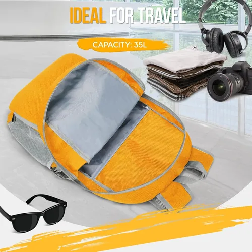 Miniatura 27 de Mochila de viaje Zomake ligera para senderismo, resistente al agua, mochila plegable para mujeres y hombres Negro
