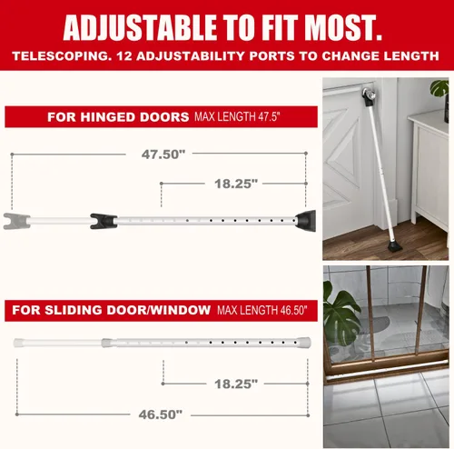 Miniatura 3 de SECURITYMAN - Barra de seguridad de puerta 2 en 1 y barra de seguridad para puerta corrediza de patio (2 unidades) a través de tapas intercambiables