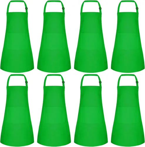 Miniatura 24 de Morcheiong Paquete de 8/12/24 delantales ajustables para niños al por mayor con 2 bolsillos, delantal para niños pequeños, delantales de pintura