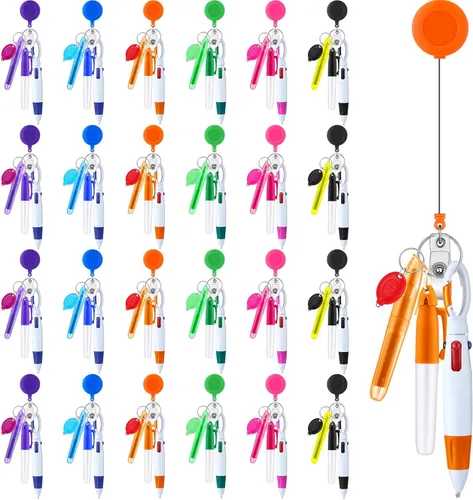 Miniatura 8 de Handepo 80 piezas de juego de bolígrafos de enfermera de Navidad con bolígrafo retráctil, marcadores, resaltador de punta mini, llavero LED con mini