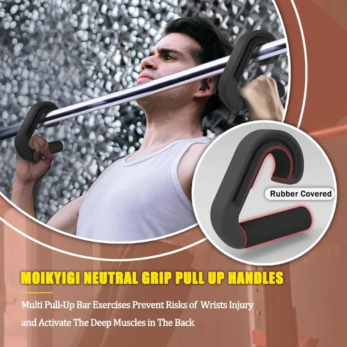 Miniatura 2 de Asas de agarre neutral para tracción: Ganchos ergonómicos portátiles para remo de barra, peso muerto, bandas resistentes para entusiastas de fitness