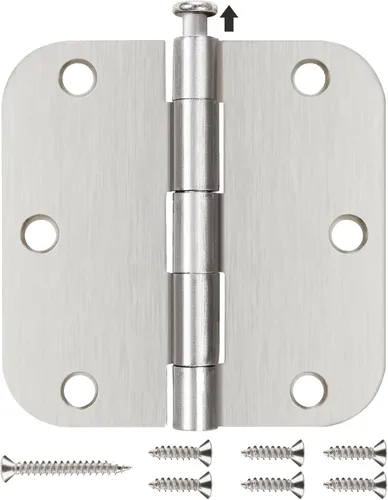Miniatura 14 de Paquete de 12 bisagras redondeadas para puerta, con radio de 5/8 de pulgada, negro mate, 3.5 x 3.5 pulgadas Negro mate redondeado
