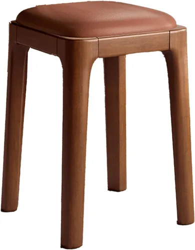 Sillas de comedor de madera sin respaldo, sillas de cocina apilables, silla de comedor con cojín de piel sintética, silla cuadrada para sala de