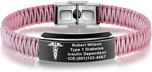 Miniatura 27 de Pulseras de alerta médica para mujeres Pulseras de identificación médica personalizables para hombres, niñas y niños Pulseras médicas trenzadas