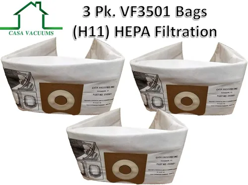 Miniatura 2 de Casa Vacuums VF3501 - Bolsa HEPA de repuesto, 3 unidades, compatible con unidades RIDGID de 3 a 4.5 galones 23738-5 capas, bolsas de polvo de tela
