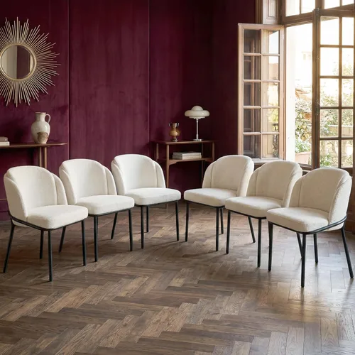 Miniatura 23 de Juego de 2 sillas de comedor, sillas de escritorio modernas, silla decorativa tapizada con respaldo curvado con patas de metal para oficina en casa