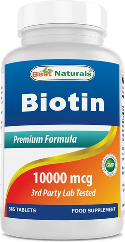 Best Naturals Biotina (también llamada vitamina B7), 10,000 mcg 365 tabletas (365 unidades (paquete de 1))