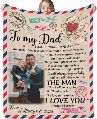 Miniatura 13 de Regalos para papá, manta de regalo personalizada con imagen, manta personalizada para el Día del Padre con foto, manta personalizada de cumpleaños