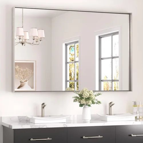 Miniatura 84 de Keonjinn - Espejo rectangular con marco negro para baño de 40 x 30 pulgadas, espejo de pared para sobre el lavabo, espejos de tocador de metal
