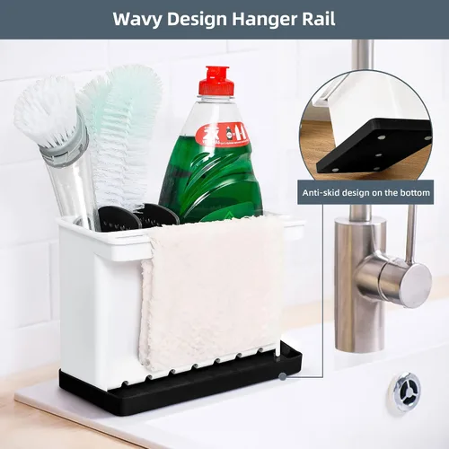 Miniatura 5 de JOMOLA Organizador de fregadero de cocina, soporte para esponjas y cepillos de dientes para baños, soporte para utensilios de cocina, organizador