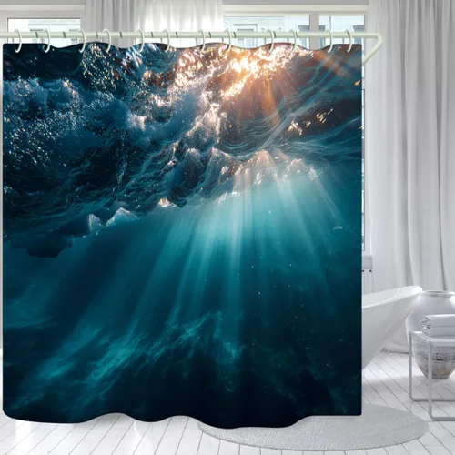 Miniatura 16 de Juego de cortinas de ducha de lámina dorada de ágata amatista (con 12 ganchos blancos en C), cortina de baño de tela de geoda impermeable