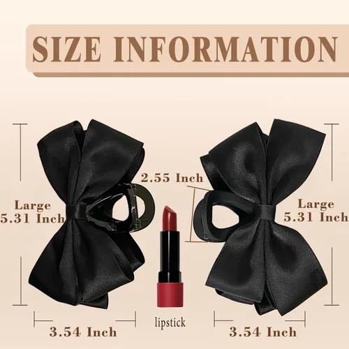 Miniatura 2 de Pinzas Premium para el Cabello para Mujeres: Pinzas de Garra con Lazo para Cabello Grueso y Delgado, Pinzas Grandes Antideslizantes con Lazo en Negro
