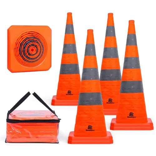 Miniatura 10 de RoadHero Paquete de 2 conos plegables de seguridad de tráfico de 36 pulgadas, conos emergentes multiusos con cuello reflectante para seguridad vial