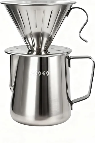 Miniatura 9 de AGOGO Cafetera portátil de goteo V60 - Juego fácil de limpieza compacto gotero de acero inoxidable 304 para acampar y 50 filtros de papel y paño