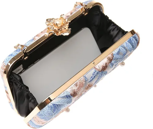 Miniatura 4 de Bolso de noche con bordado floral vintage para mujer, bolso de hombro para boda, fiesta, baile de graduación