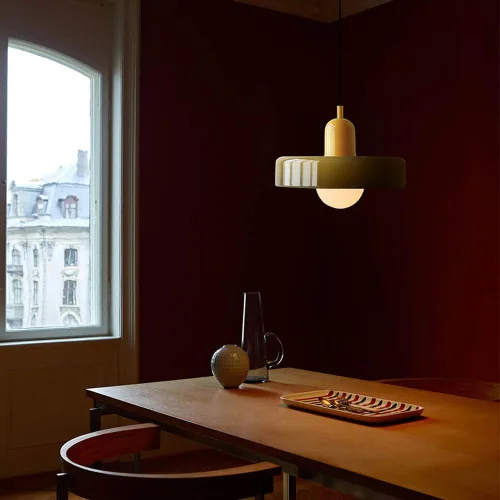 Miniatura 4 de Lámpara Colgante Moderna de Mediados de Siglo Vidrio Naranja Verde Luz Colgante Nórdica Lámpara Individual Grande Vintage Estilo Granja Comedor