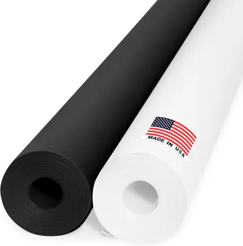 Miniatura 9 de Juego de rollos de papel kraft blanco y negro de 12 x 1200 pulgadas (100 pies), grosor de 45 libras, fabricado en los Estados Unidos, ideal