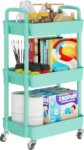 Miniatura 11 de Carritos de Almacenamiento de 3 Niveles Laiensia, Carrito Rodante Utilitario Multifunción Organizador de Almacenamiento de Cocina, Carrito