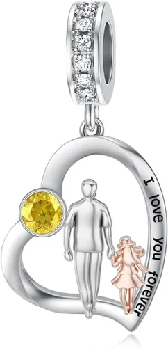 Miniatura 205 de PROESS Dije para padre, madre e hija, pulsera de plata de ley para pulseras, regalos de cumpleaños, día de San Valentín, para hija, madre, amante