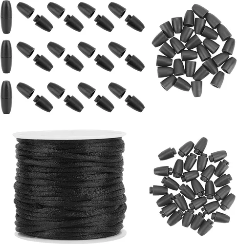 Miniatura 8 de PH PandaHall 30 Juego de Cierres Separables para Cordones, Cuerdas de Cordón de Nylon Dorado de 10m 2mm con Conectores de Barril de Plástico