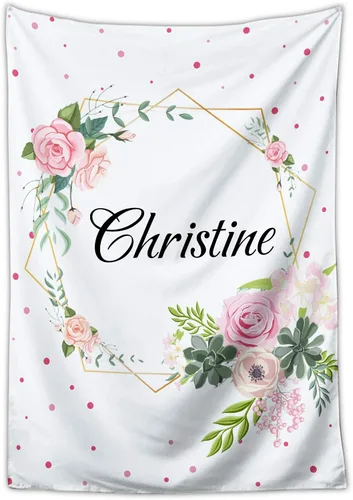 Manta de bebé personalizada con nombre para niñas, mantas con nombre de bebé floral personalizadas para bebés, recién nacidos