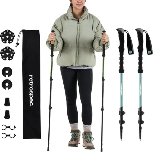 Miniatura 10 de Retrospec Solstice - Bastones de senderismo para hombres y mujeres, ajustables y plegables, ligeros, para caminar y trekking, aluminio con agarre